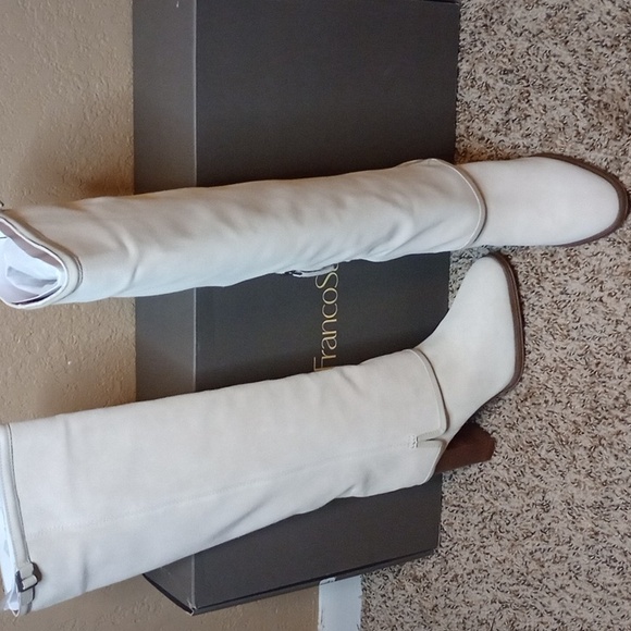 FRANCO SARTO INFORMA WEST HIGH SHAFT BOOTS ECRU WHITE SUEDE 6M - Picture 3 of 7